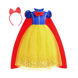 Costume <span class=keywords><strong>de</strong></span> Blanche-Neige pour filles, déguisement <span class=keywords><strong>de</strong></span> conte <span class=keywords><strong>de</strong></span> fées, robe jaune avec longue cape en tulle, cosplay, Halloween, carnaval, tenue d'anniversaire - Product Image 2