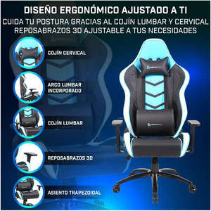 Silla de Oficina para Juegos, con Reposabrazos 3D y Respaldo Reclinable, para Sesiones Diarias - Product Image 3
