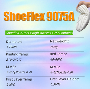 Sting3d Chất lượng cao mới ra mắt shoeflex 9075a 750g Filament 1.75mm 3D máy in filament PLA ABS TPU ASA 3D in ấn - Product Image 5