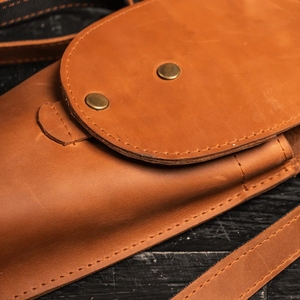 Bolsa de viaje plegable de cuero marrón duradera personalizada para almacenamiento de bastones y bastones, soporte suave hecho a mano - Product Image 4
