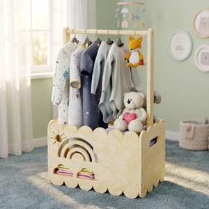 Libreria Montessori in Legno per Bambini con Contenitore Portaoggetti, Scaffale e Organizzatore Giocattoli per Cameretta, Sala Giochi, Armadio, Cesto Regalo per Neonati - Product Image 1