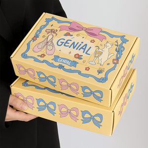 Boîte en carton ondulé <span class=keywords><strong>jaune</strong></span> avec logo, boîte d'expédition écologique personnalisée pour l'emballage de cadeaux kawaii et les solutions de jouets de collection - Product Image 2