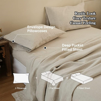 Queen Size 100% drap de lin lavé ensemble literie en lin naturel France avec poche profonde drap housse tissé Technique qualité qualité