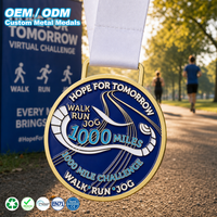 Médaille ronde en métal émaillé personnalisée en alliage de zinc pour la course à pied, le jogging, le défi de 1000 milles, la course virtuelle, souvenir sportif