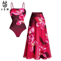 JSN 2026 Nouveau design personnalisé Maillot de bain une pièce sexy à imprimé floral pour femme avec robe de bain, maillot de bain tendance, tenue de plage