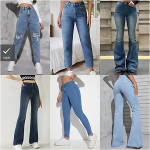 高品质女式牛仔裤大量批发低价库存服装 - Product Image 5