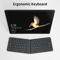 Keyboard Ergonomis Lipat Universal Mini Portabel Ultra-Tipis Nirkabel untuk iPhone Microsoft Surface Laptop