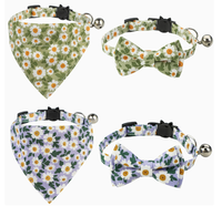 Collier pour chat Tanpopo en gros, motif floral marguerite, réglable avec boucle, bandana pour petit chien et chat, nœud papillon et clochette, nouvelle arrivée