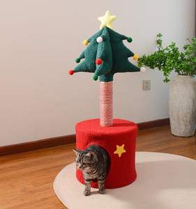 핫세일 레드 퍼펙트 크리스마스 트리: 3-in-1 스크래칭 포스트 플레이 존 캣 하우스 캣터리 (징글볼 포함) - Product Image 5