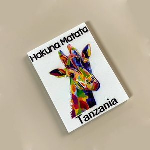 Aimant de réfrigérateur personnalisé avec impression UV 3D, faune africaine du Kilimandjaro, rhinocéros, zèbre, éléphant, girafe, <span class=keywords><strong>Tanzanie</strong></span>, souvenir Hakuna Matata - Product Image 1
