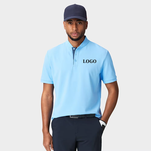 Custom High Quality Logo <b>Mandarin</b> <b>Collar</b> Anti-Bacterial Quick Dry Beaded Polyester Vintage Men's Golf Polo <b>Shirt</b> Luxury Golf - Product Image 4