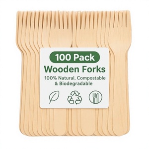 140mm Individually Wrapped Biodegradable Birch Wood Fork Disposable-Tableware <b>Cutlery</b> Airline Catering LFGB Approved Food Safe - Product Image 4