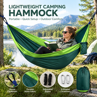 Hamac de camping ultraléger en nylon parachute, color block, durable, simple ou double, directement de l'usine, pour la randonnée, le trekking, l'extérieur et le jardin