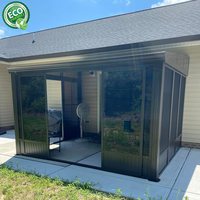 Fabricant de Foshan, véranda en aluminium avec toit en pente, villa, jardin, extrusions isolées, serre en verre