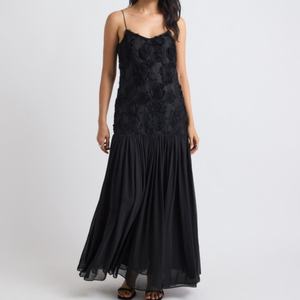 Robe longue évasée sans manches à fleurs 3D, taille élastique, style bohème décontracté pour le printemps et l'été - Product Image 1