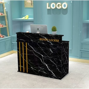 Mostrador de Recepción Moderno para Salón de Belleza, Pequeño, Blanco y Dorado, de Lujo, Usado, para Venta - Product Image 3