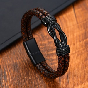 Bracciale Infinity Punk in <span class=keywords><strong>Pelle</strong></span> con Chiusura Magnetica, Stile Classico ed Elegante, <span class=keywords><strong>Bracciali</strong></span> Vintage Punk in <span class=keywords><strong>Pelle</strong></span> per <span class=keywords><strong>Uomo</strong></span> - Product Image 5