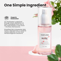 Marque privée Tonique pour le visage Eau de rose biologique naturelle Eau de rose agua de rosas Brume pour le visage Spray hydratant pour les soins de la peau Eau de rose
