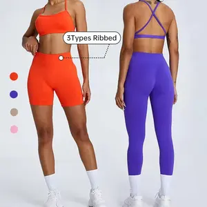 SHINBENE Set olahraga wanita, Bra legging tanpa kelim 3.0 Cloud 2 potong pakaian aktif Fitness Yoga Set olahraga untuk wanita