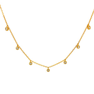 Collar de Moda de Lujo con Colgante de Circonita Blanca, Plata de Ley 925 Chapada en Oro, Gargantilla con Cadena para Clavícula - Product Image 2