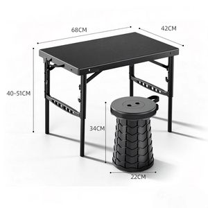 Ensemble <span class=keywords><strong>table</strong></span> et chaises pliantes réglables portables, idéal pour le camping, les pique-niques, les barbecues, les stands de rue, l'utilisation en appartement - Product Image 4