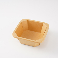 Disposable Square Waterproof Kraft Paper Takeaway Lunch Box for Sushi Fruit Noodle Fried Food Packaging