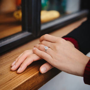 แหวนเงินแท้ 925 ประดับเพชรคิวบิกเซอร์โคเนียทรงลูกแพร์ สำหรับผู้หญิง แหวนหมั้น แหวนแต่งงาน แหวนสัญญา แฟชั่นจิวเวลรี่ ไซส์ 3-11 - Product Image 6