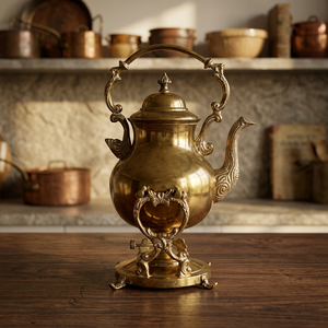 Vintage Brass Tea Kettle With <b>Lid</b> Metal Handle Water <b>Pot</b> Kettles Decorative Kitchenware - Product Image 4