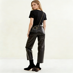 Stylish Vegan <strong>Cargo</strong> for <strong>Women</strong> Trendy Casual Long Straight Oblique Design Mid Elegant Loose Fit Versatile Versatile <strong>Trousers</strong> - Product Image 2