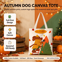 Sac fourre-tout en toile de coton à motif de dessin animé de Noël, impression personnalisée, réutilisable, 12 oz, vente en gros pour cadeaux de fêtes