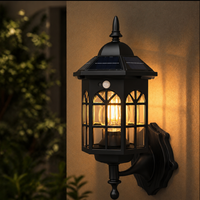 Lanterne murale solaire à détecteur de mouvement LED, petite, étanche, pour extérieur, véranda, jardin, style vintage, alimentée par batterie, pour entrée et patio