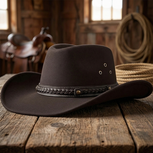 BS International Genuine Leather Cowboy <b>Hat</b>-Customizable Unisex Adults Fashion Travel Cycling Beach Use Four Seasons Needle - Product Image 1