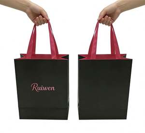 Luxury Custom Color Paper <b>Bags</b> Factory Fashion Shopping Clothes Ribbon Handles <b>Packing</b> <b>Bags</b> With Your Own logo - Product Image 1