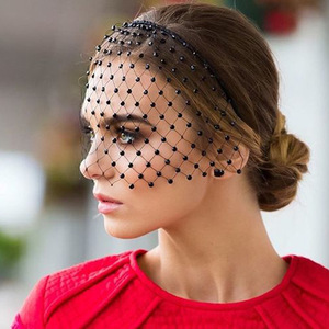 Mũ Trùm Đầu Lưới Chấm Bi Mặt Đen Phụ Kiện Tóc Mạng Che Mặt Lồng Chim - Product Image 5