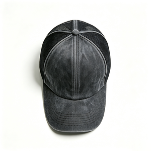Gorra Trucker Vintage Lavada al por Mayor, Unisex, de Dos Tonos, con Malla Trasera, de 5 Paneles, de Algodón, con Logotipo Personalizado, Gris Desgastado - Product Image 2