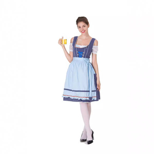 Yi Xiaoyi Women's Beer Girl Dress Blue Short Sleeve Woven Skirt Restaurant Uniform Performance <b>Costume</b> - Product Image 4
