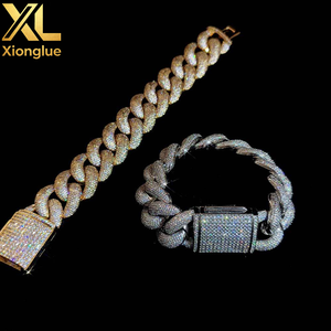 24K Gold Plated <b>Copper</b> Geometric Hip Hop Bling 25mm Width Cuban Chain Unisex <b>Bangles</b> - Product Image 3