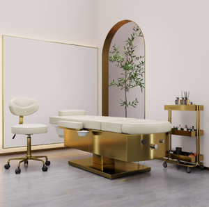 High-<b>End</b> Luxury Gold Pedicure Chair with LED Foot Spa Basin Professional Salon Facial <b>Bed</b> Beauty Head therapy <b>bed</b> for spa beauty - Product Image 3
