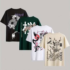 Camiseta Casual de Manga Corta para Hombre con Estampado de Dragón de Tokio, Cuello Redondo de Poliéster Transpirable, Perfecta para el Verano - Product Image 1