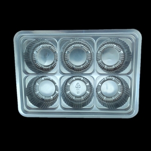 Disposable Blister Transparent PP PET Plastic 6 Cavity Muffin Cake Pudding Mochi Frozen Dumpling Packaging Tray