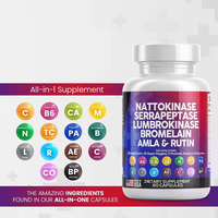 Capsules d'enzymes VitaHall Nattokinase Serrapeptase Lumbrokinase avec bromélaïne, papaïne, enzymes de papaye, rutine et vitamine