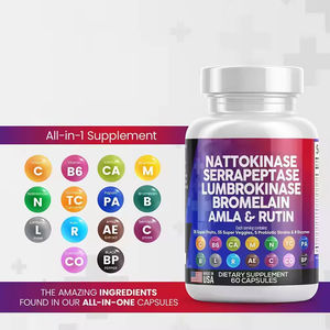 Cápsulas de Enzimas VitaHall Nattokinase Serrapeptase Lumbrokinase com Bromelaína, Papaína, Enzimas de Mamão, Rutina e Vitamina - Product Image 4