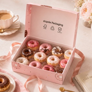 Emballage en papier personnalisé pour pâtisserie, avec impression couleur, design gratuit, pour donuts, macarons, gâteaux, rubans décoratifs, pour emporter - Product Image 2