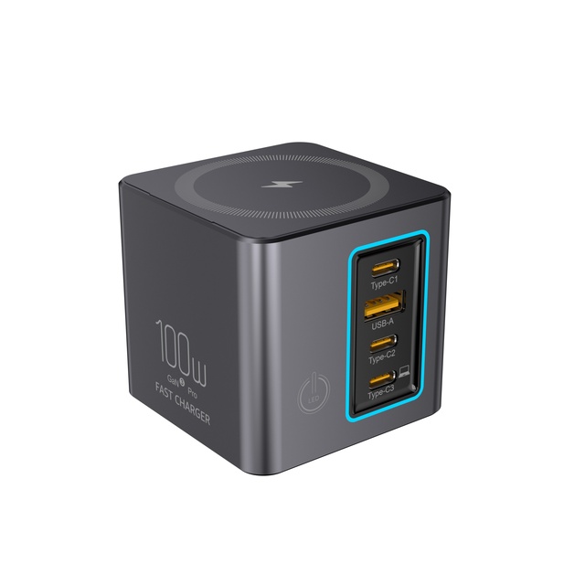 100W 4 Port Desktop Charging Station with Wireless Charger Pro Ultimate Power Hub for Laptops Phones and Earbuds Hot in 2025
