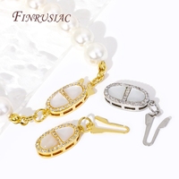 Collier de perles fermoirs de connexion 18K plaqué or Zircon coquilles fermoir à crochet ovale fait à la main bijoux à bricoler soi-même faisant des accessoires