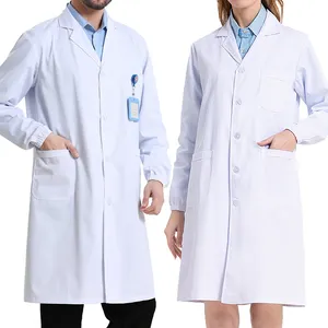 Uniforme médico blanco con logotipo personalizado, uniforme de enfermera, bata de laboratorio, ropa de trabajo de médico de hospital unisex, ropa de general de enfermería