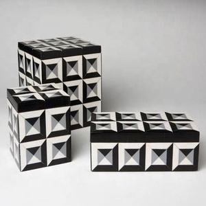 Cajas de Resina, Fabricantes de Cajas de Madera Indias Blancas y Negras con Diseño Único, Caja con Incrustaciones en Negro con Patrón Marroquí y Acabado Quemado - Product Image 6