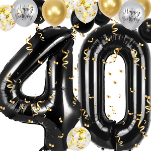 Decoraciones <span class=keywords><strong>de</strong></span> Globos con Números <span class=keywords><strong>para</strong></span> el 40.º <span class=keywords><strong>Cumpleaños</strong></span>, <span class=keywords><strong>para</strong></span> Hombres y Mujeres, Globos <span class=keywords><strong>de</strong></span> Goma Reutilizables, 18 Piezas <span class=keywords><strong>de</strong></span> Varios Tamaños - Product Image 1