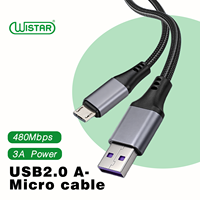 Câble de données renforcé en nylon tressé WISTAR Factory USB 2.0 a vers Micro, câble USB de type C à charge rapide pour smartphone