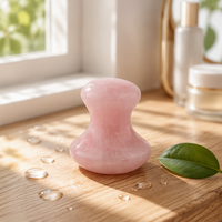 Ensemble Gua Sha et Rouleau Facial en Quartz Rose, Masseur Facial en Pierre Naturelle pour Anti-Âge, Réduire les Rides, les Poches sous les Yeux et les Cernes